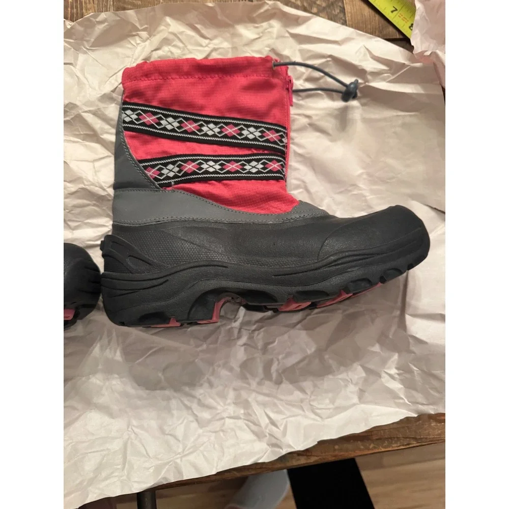 Lands End Snow Flurry Kids Winter Boots Pink Black Size 3 Girls 406690